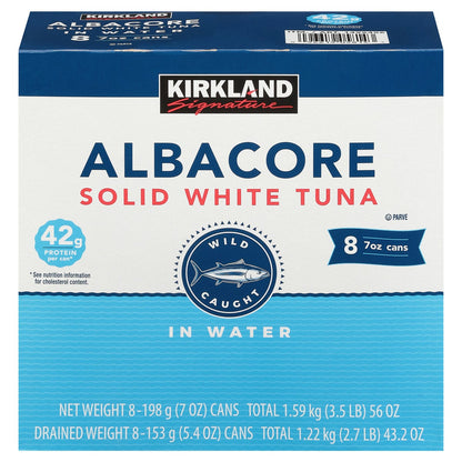 Kirkland Signature albacore solid white tuna in water 8-count
