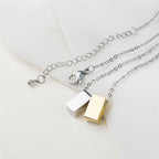 Anavia double cube necklace with delicate stainless steel chain