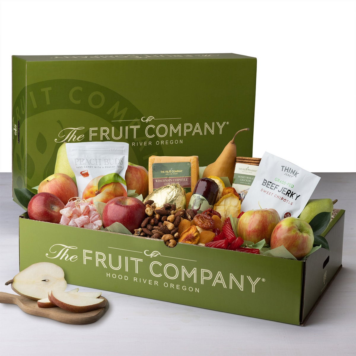 The Fruit Company gourmet gift box with fresh fruit and snacks