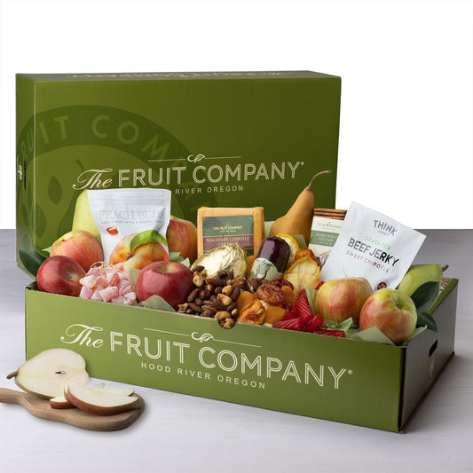 The Fruit Company gourmet gift box with fresh fruit and snacks