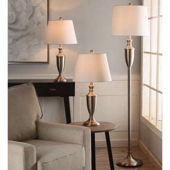 Martino set of 3 brushed metal table lamps