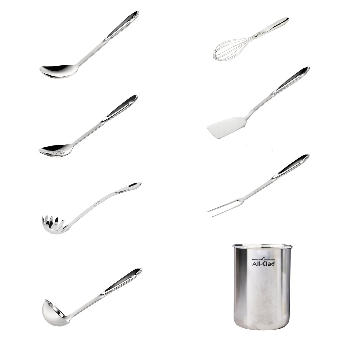 Durable All-Clad 8-piece utensil set for cooking