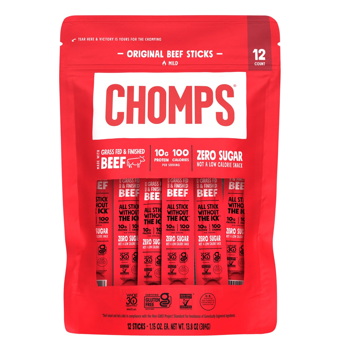 Chomps Original mild beef sticks 12 count pack