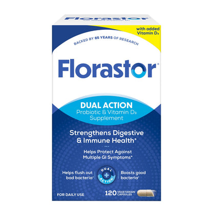 Florastor Daily Probiotic with Vitamin D3 120 capsules
