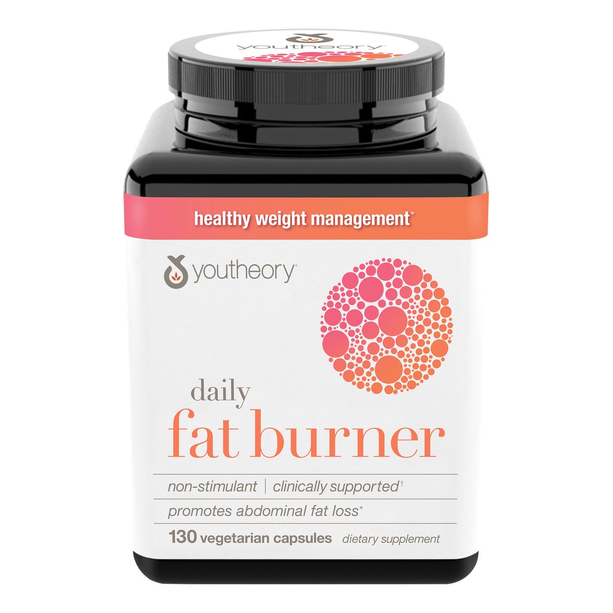 Youtheory Daily Fat Burner 130 vegetarian capsules bottle