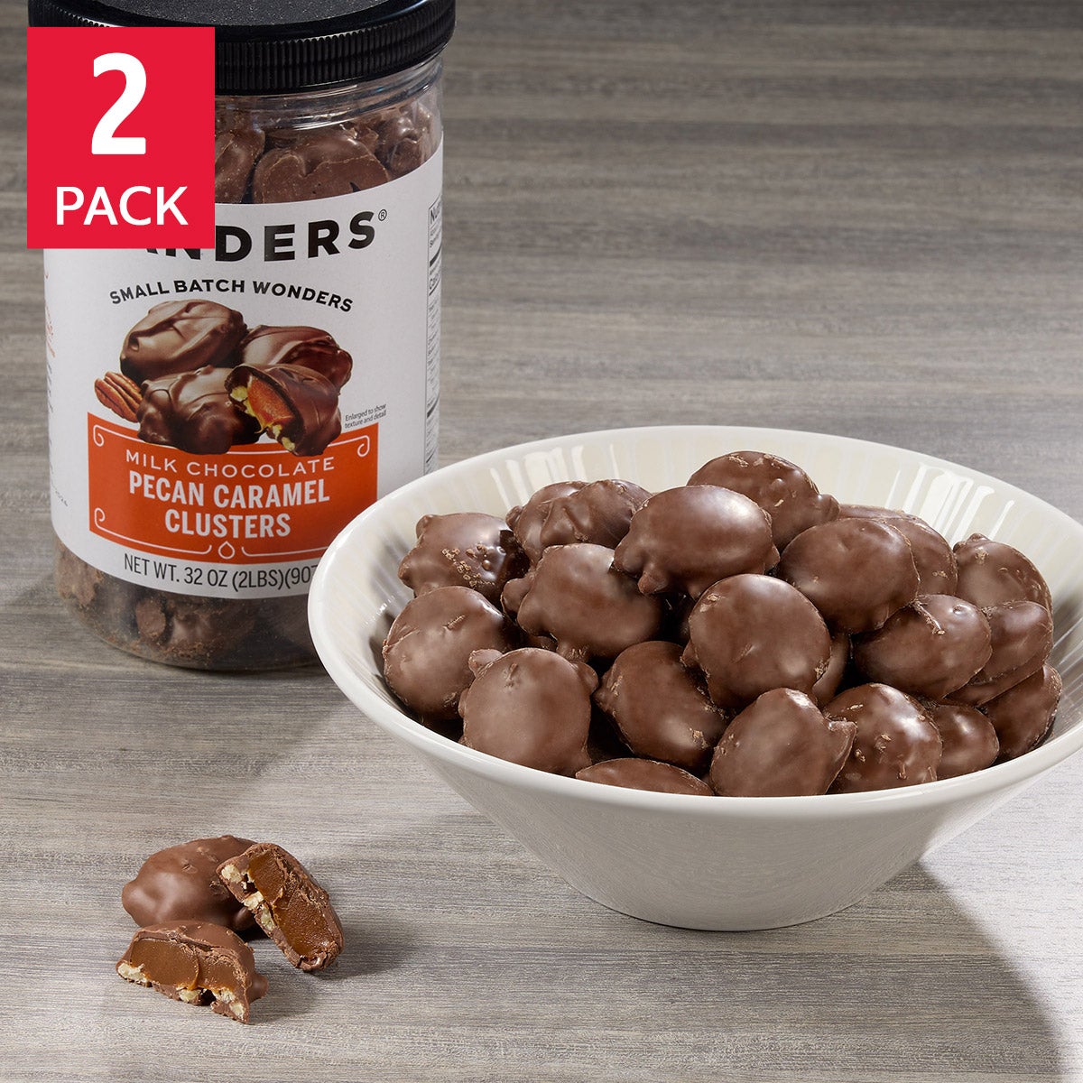Sanders milk chocolate pecan caramel clusters 32 oz 2-pack