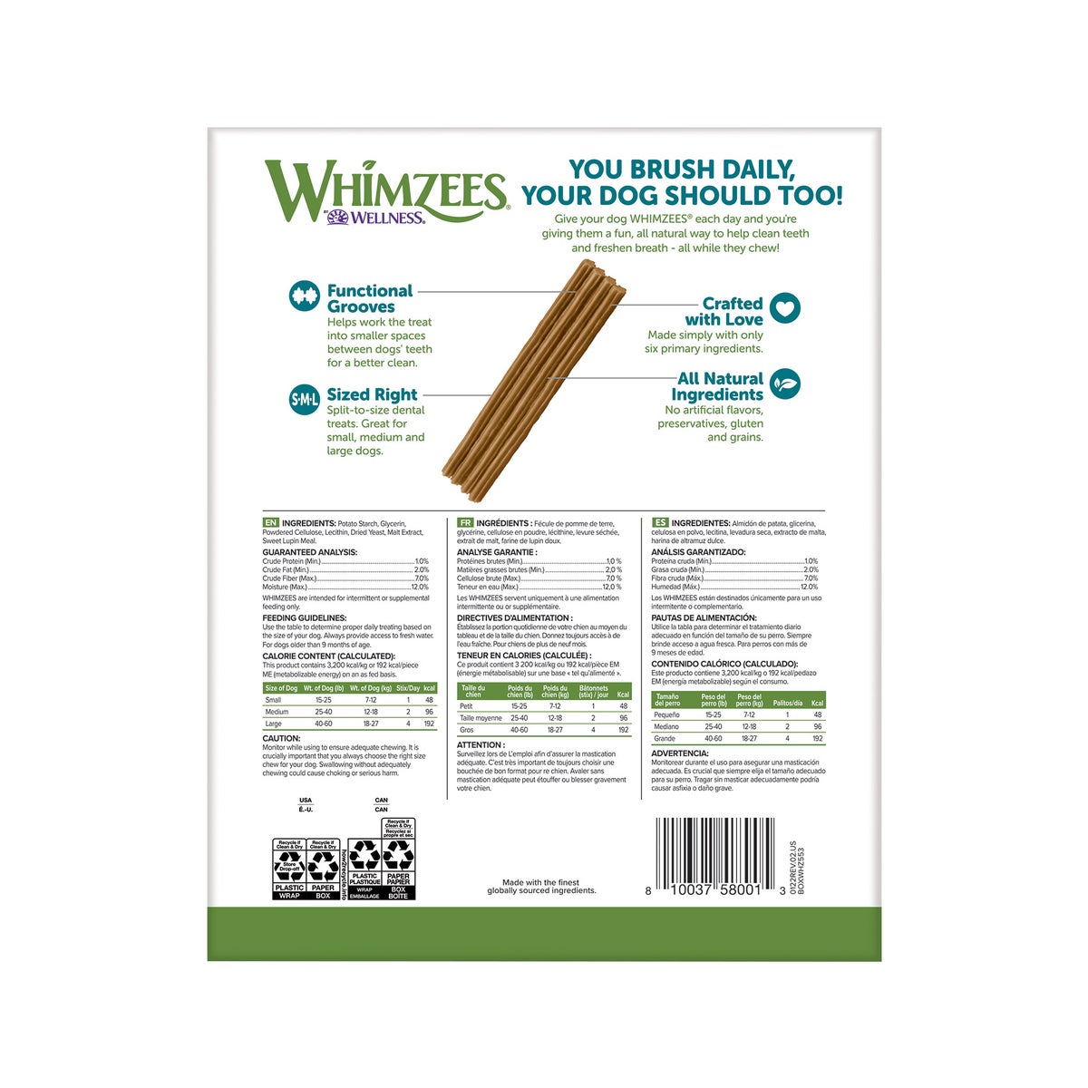 Whimzees dental chew sticks value pack for dogs