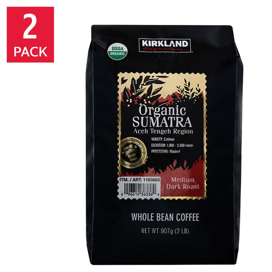 Kirkland Signature Organic Sumatra whole bean coffee 2-pack