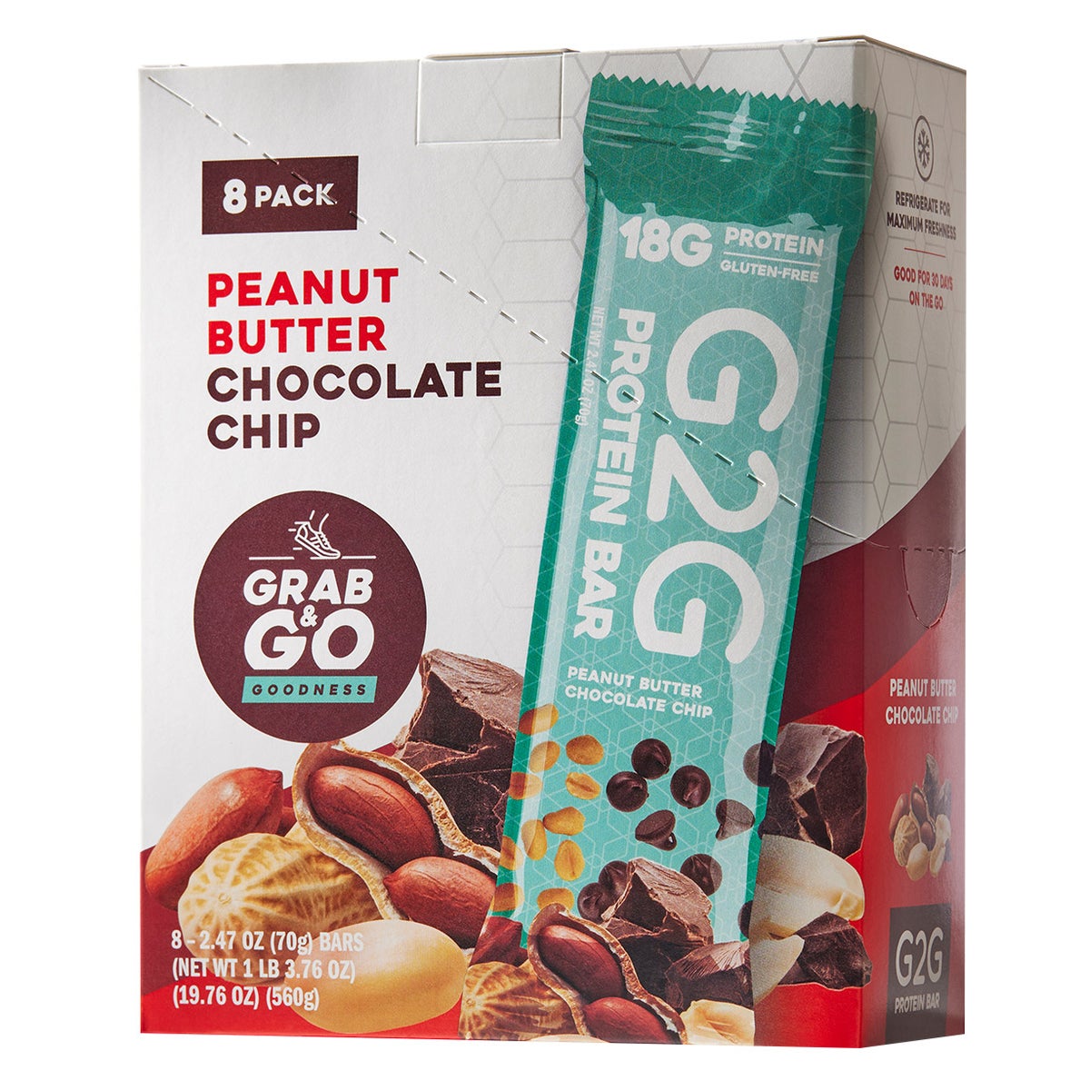 G2G protein bars 3-pack box front view