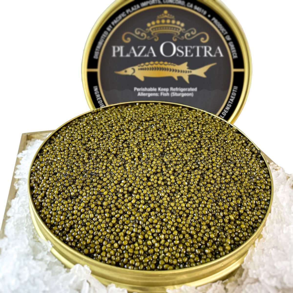 Vacuum sealed Plaza Osetra caviar tin