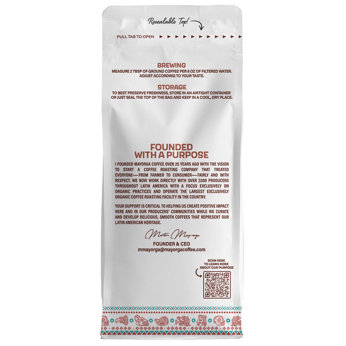 USDA Organic Mayorga Mayan Blend whole bean coffee bags