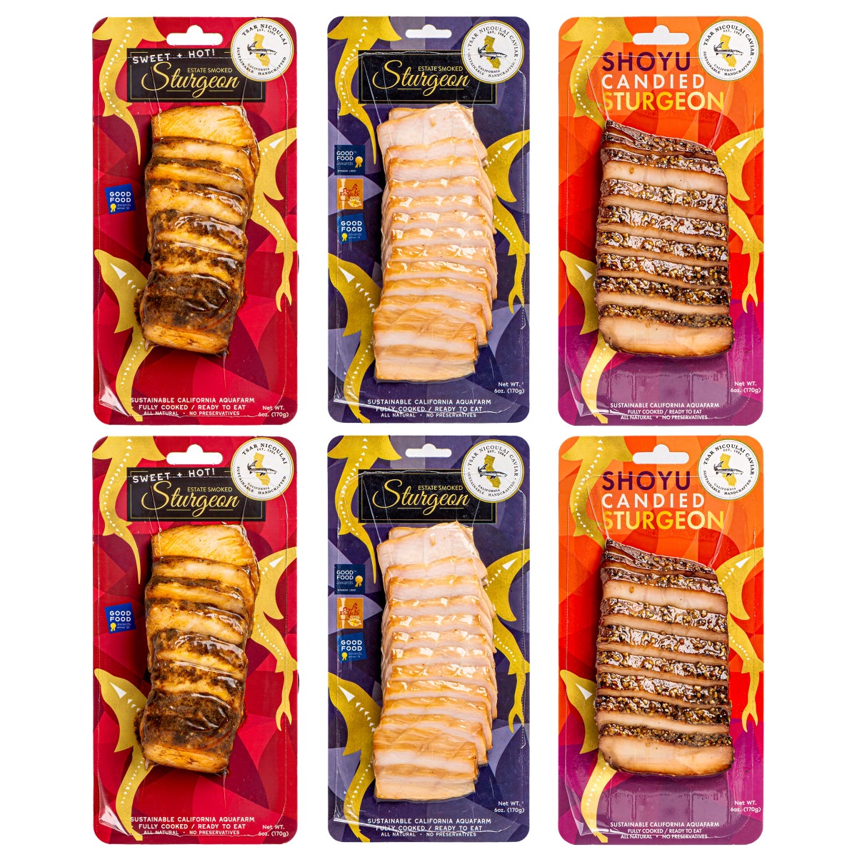 Tsar Nicoulai Estate smoked sturgeon 6-count pack