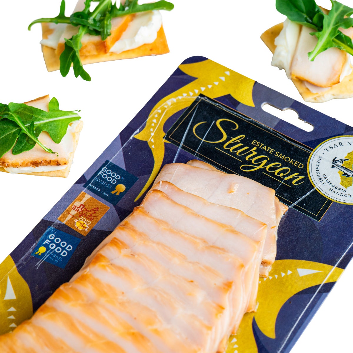 Tsar Nicoulai Estate frozen smoked sturgeon seafood