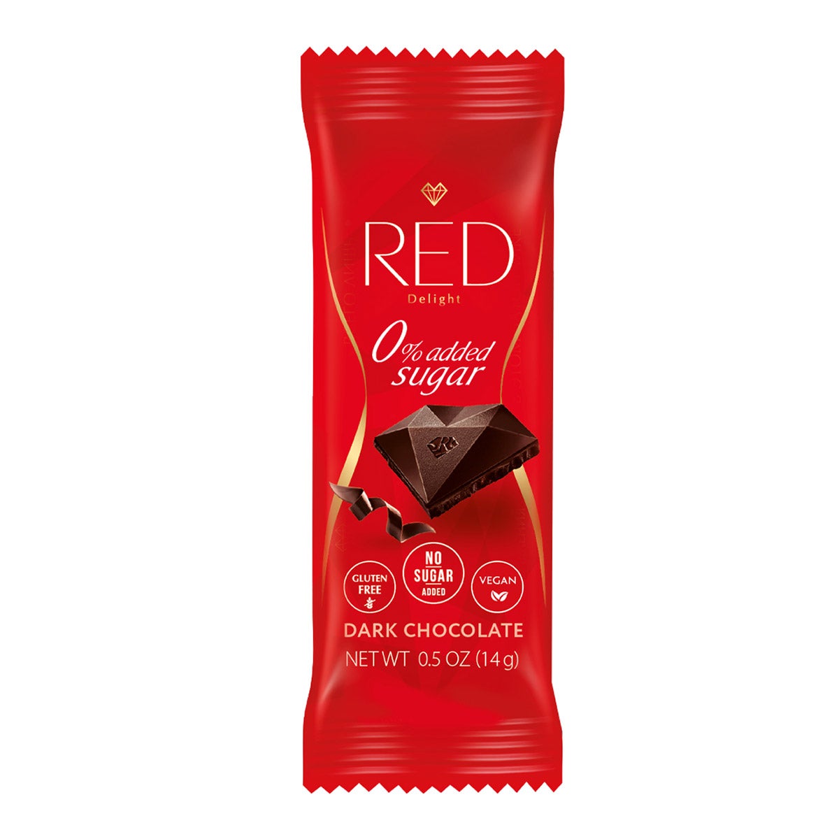 Pack of RED dark chocolate bite-size bars