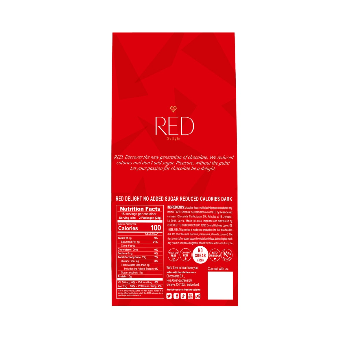 RED Delight chocolate bars for snacking