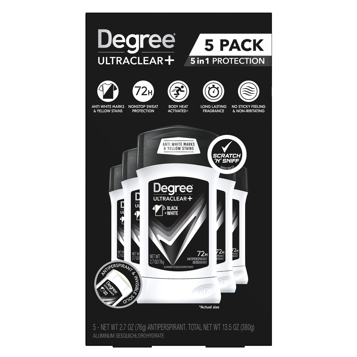 Degree Men UltraClear+ deodorant 5-pack