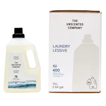Unscented HE detergent refill box and bottle set