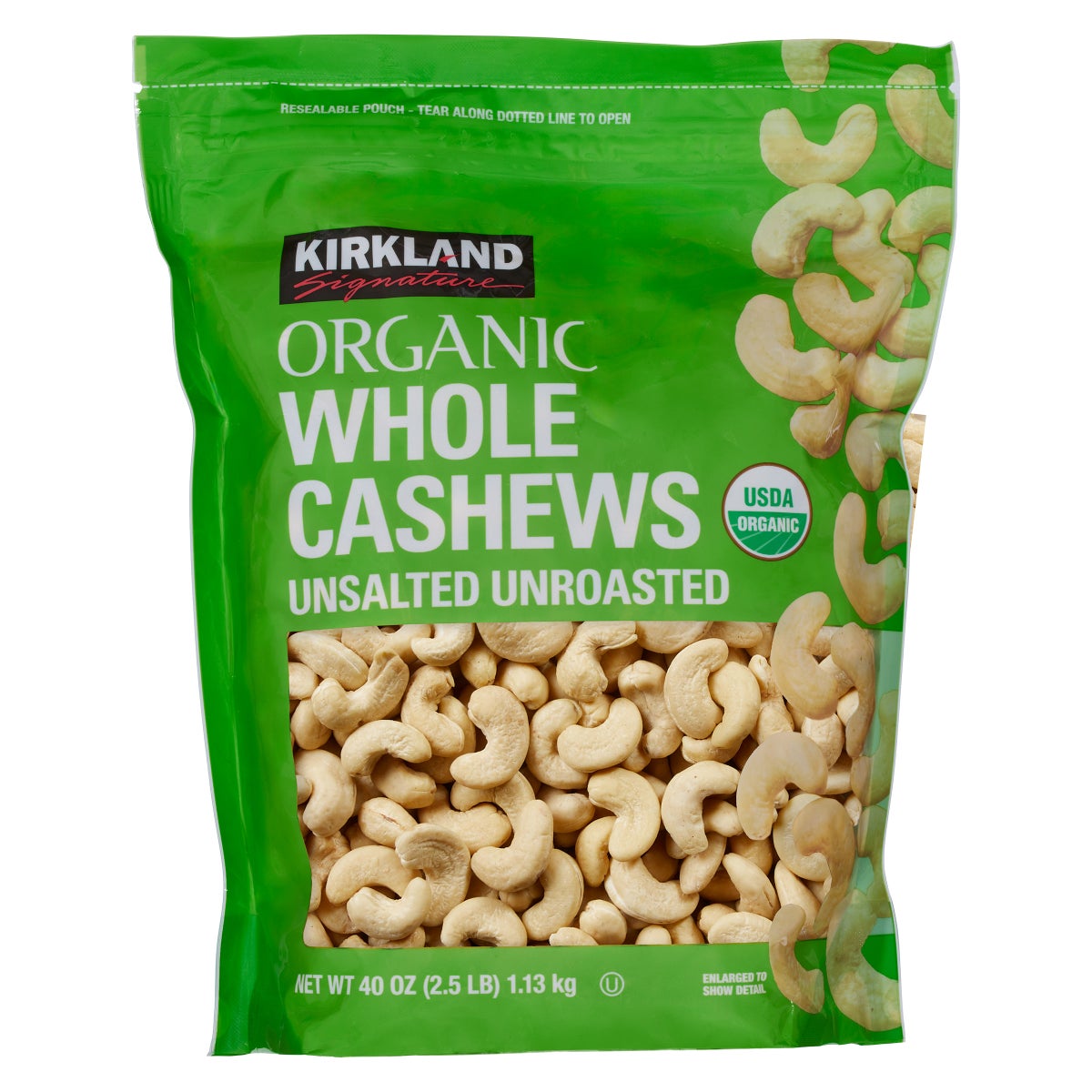 Kirkland Signature organic whole cashews 2.5 lbs pouch