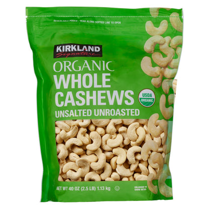 Kirkland Signature organic whole cashews 2.5 lbs pouch
