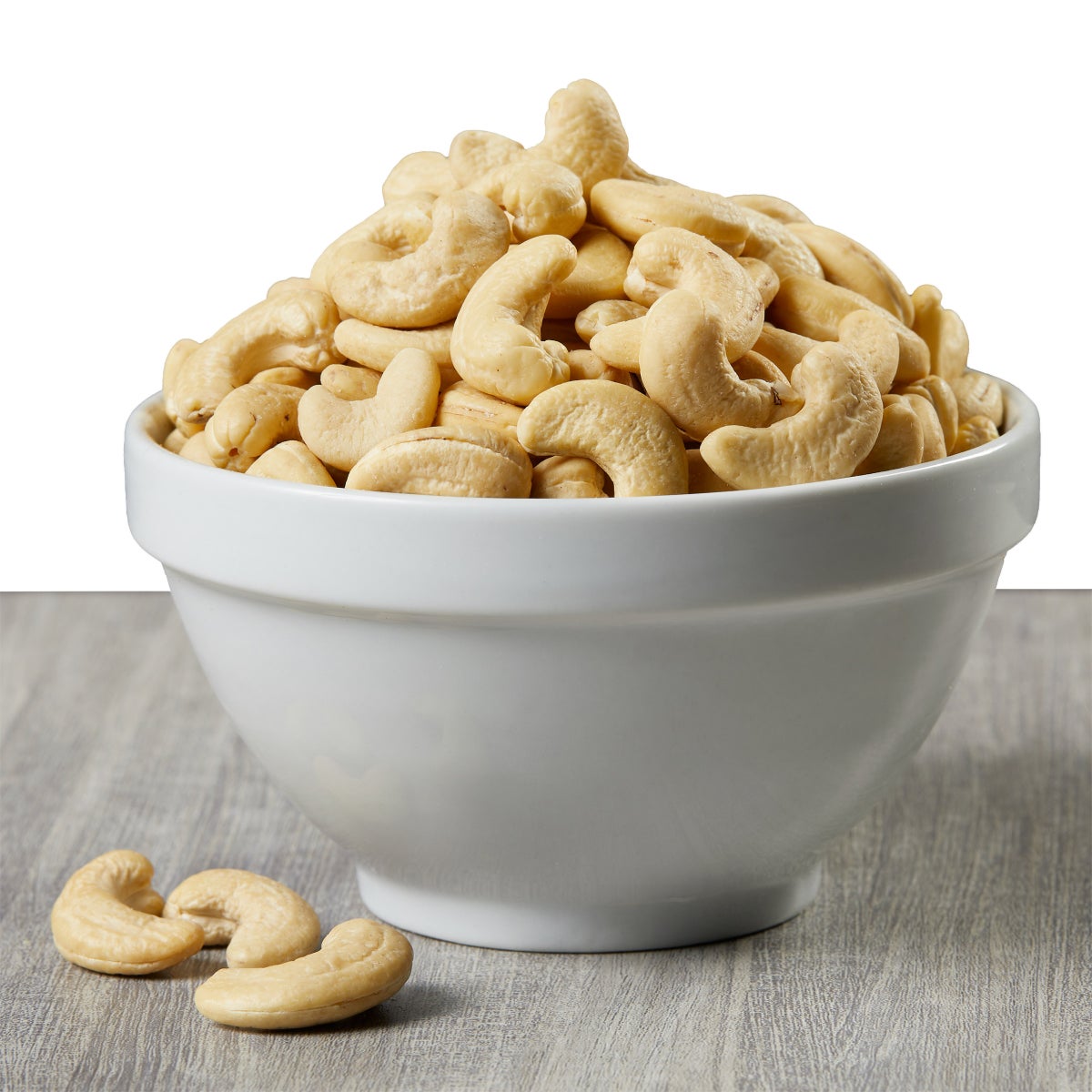Organic whole cashews snack nuts close-up