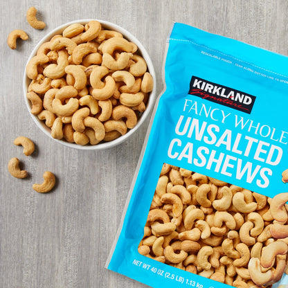 Unsalted cashews with premium whole nut pieces