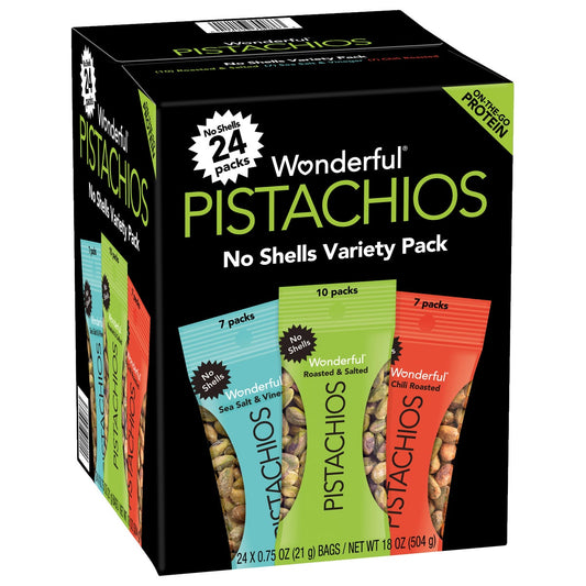 Wonderful no shell pistachio variety pack 24 count