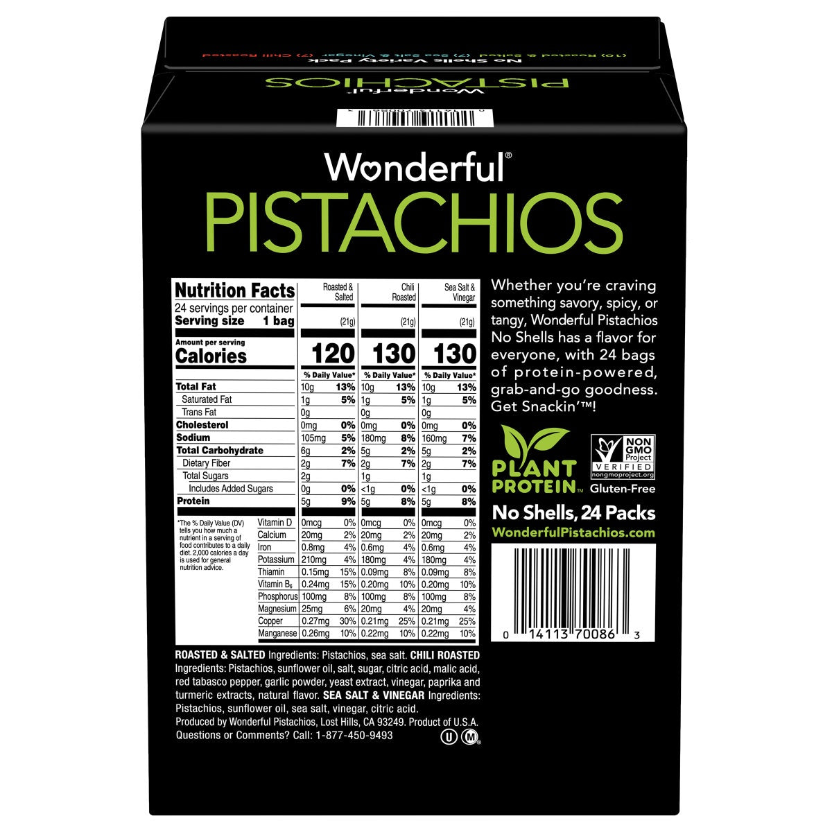 Wonderful roasted salted pistachios snack bags