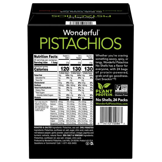 Wonderful roasted salted pistachios snack bags