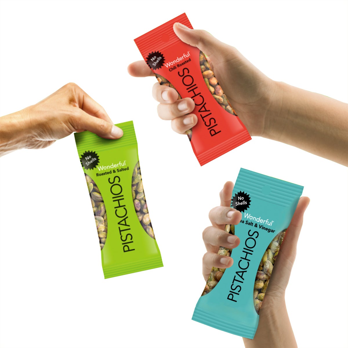 Variety pack pistachios for grab and go snacking