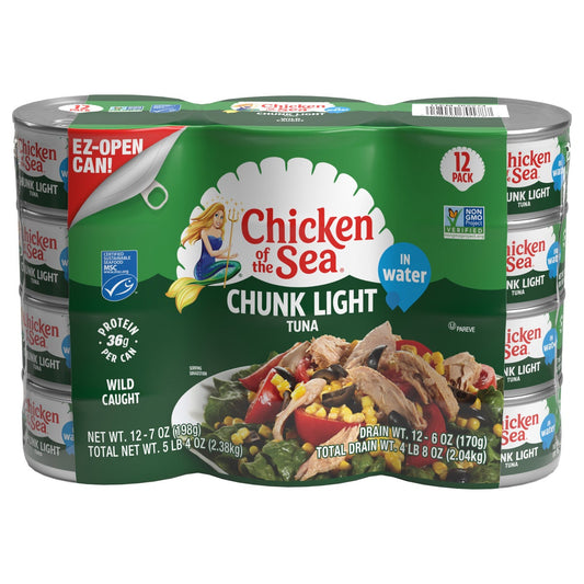 Chicken of the Sea chunk light tuna in water 12-count