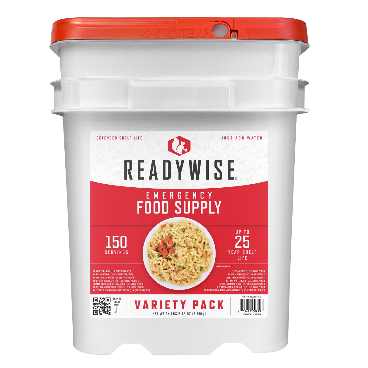 ReadyWise emergency food bucket packaging