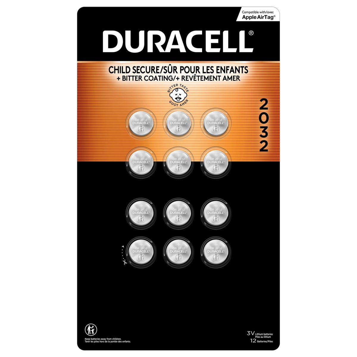 Duracell 2032 lithium coin batteries 12-count pack