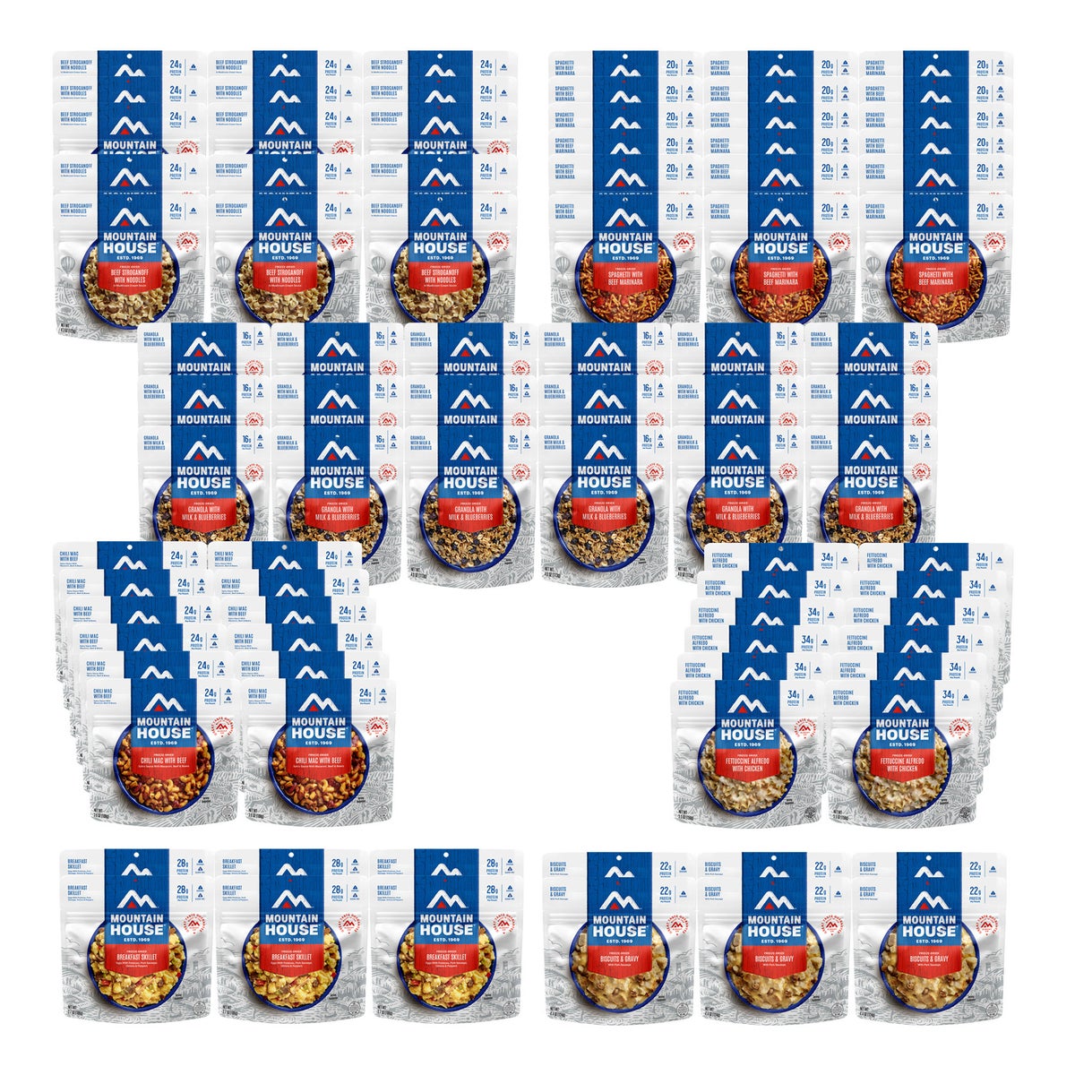 Mountain House 30-day emergency meal kit with 90 pouches