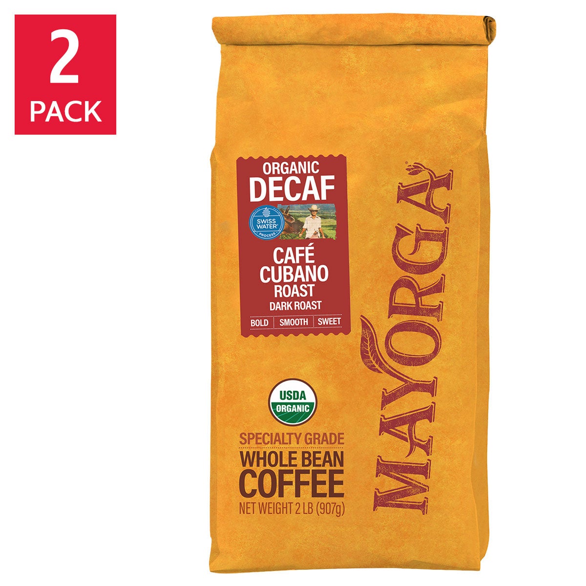 Mayorga Decaf Café Cubano Roast whole bean dark roast coffee 2-pack