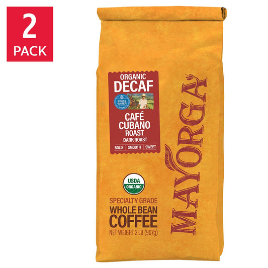 Mayorga Decaf Café Cubano Roast whole bean dark roast coffee 2-pack