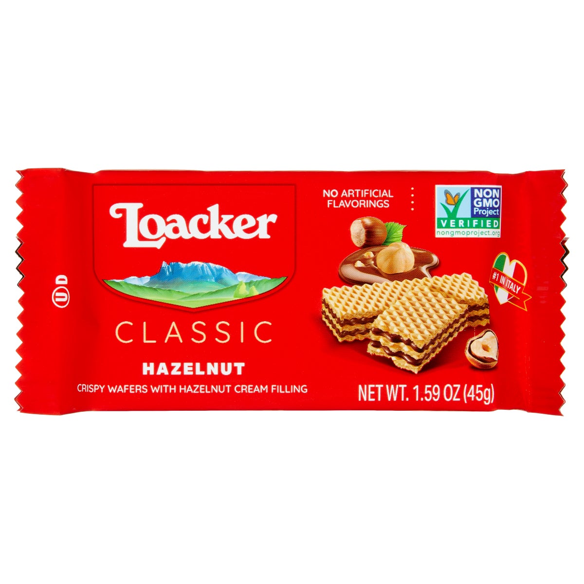 Loacker hazelnut cream filled wafer pack