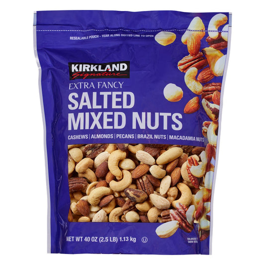 Kirkland Signature salted mixed nuts 2.5 lbs pouch