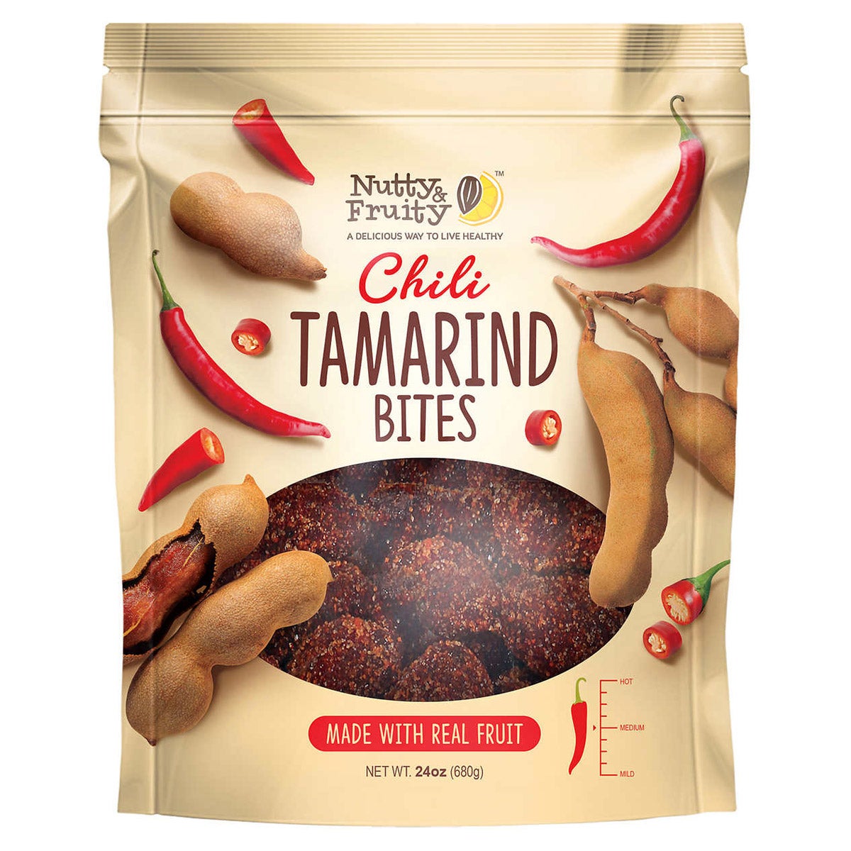 Nutty & Fruity spicy chili tamarind bites 24 oz bag