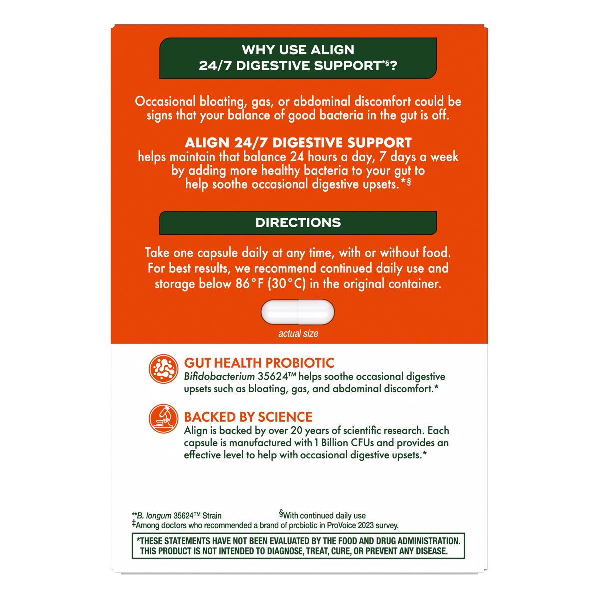 Align probiotic supplement for digestive support