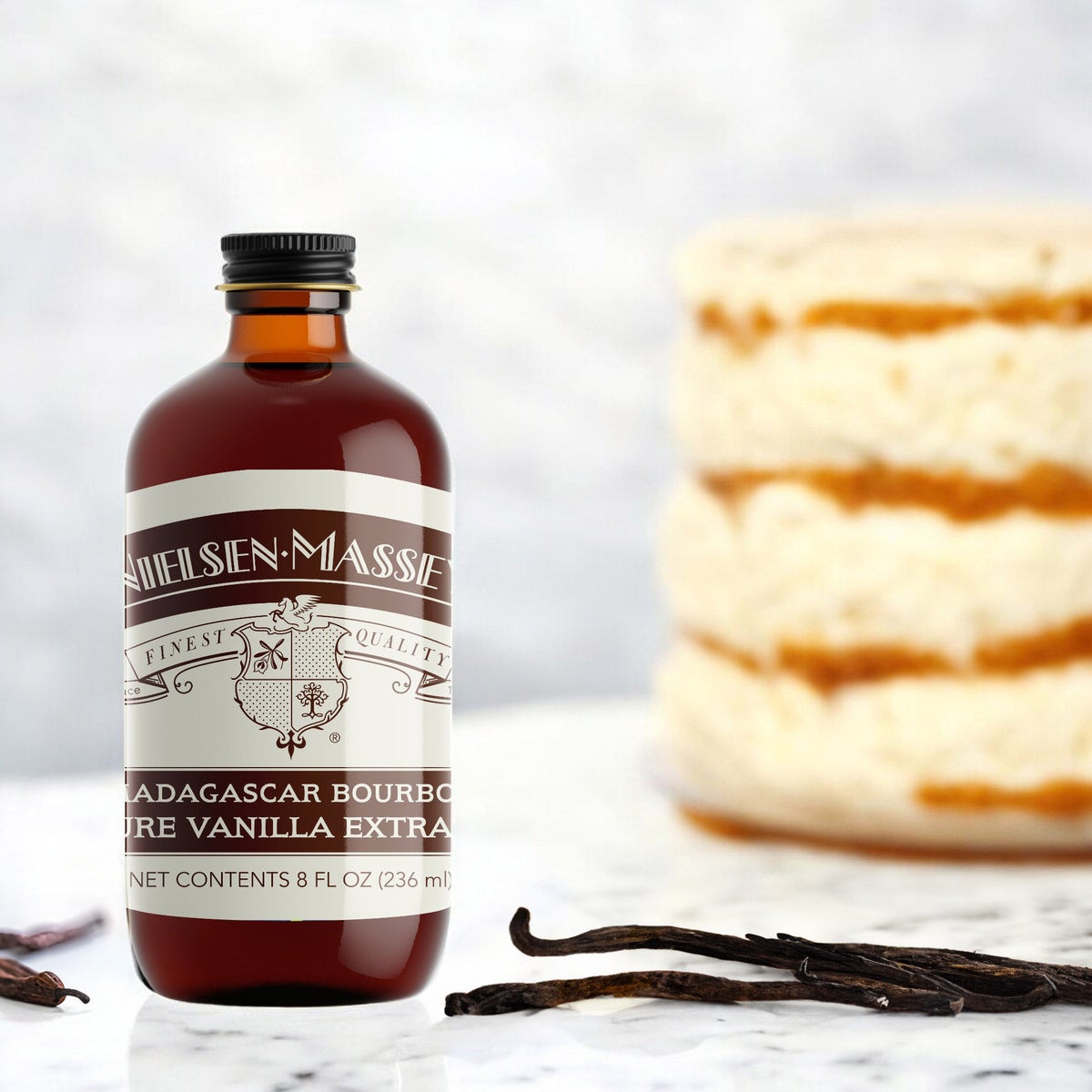 Two-pack Nielsen-Massey pure vanilla extract bottles
