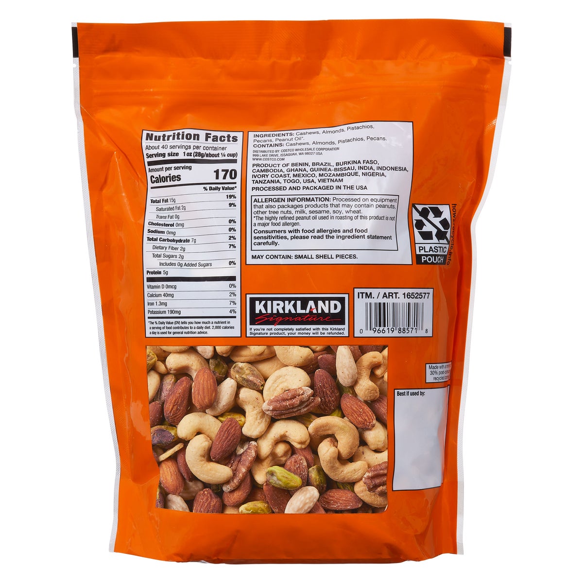 Kirkland Signature extra fancy mixed nuts front view