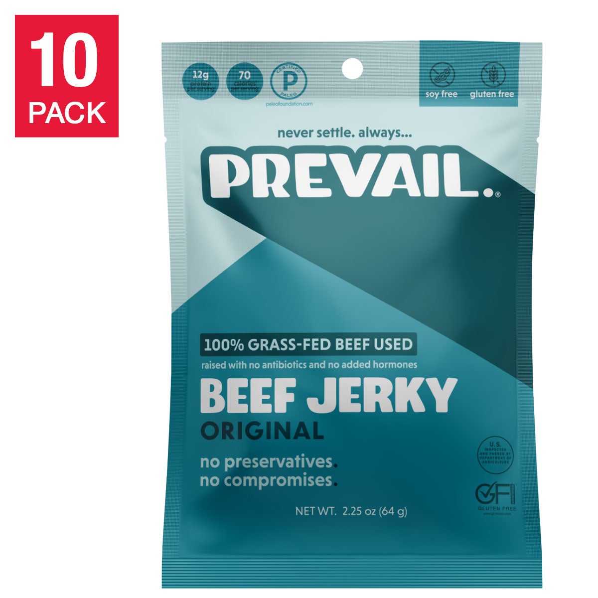 Prevail Original grass fed beef jerky 10-pack