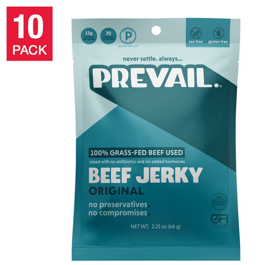 Prevail Original grass fed beef jerky 10-pack