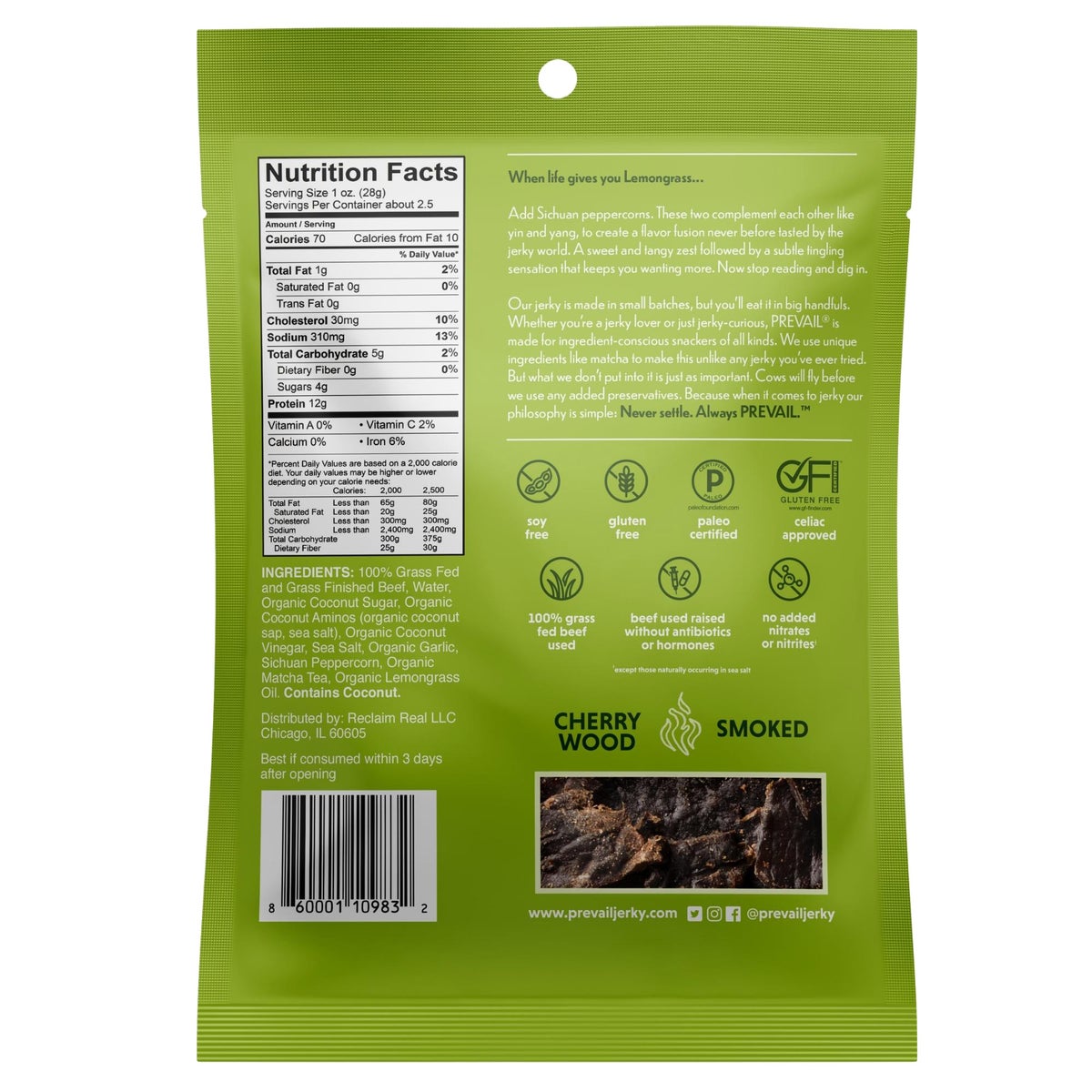Grass fed beef jerky snack pack by Prevail