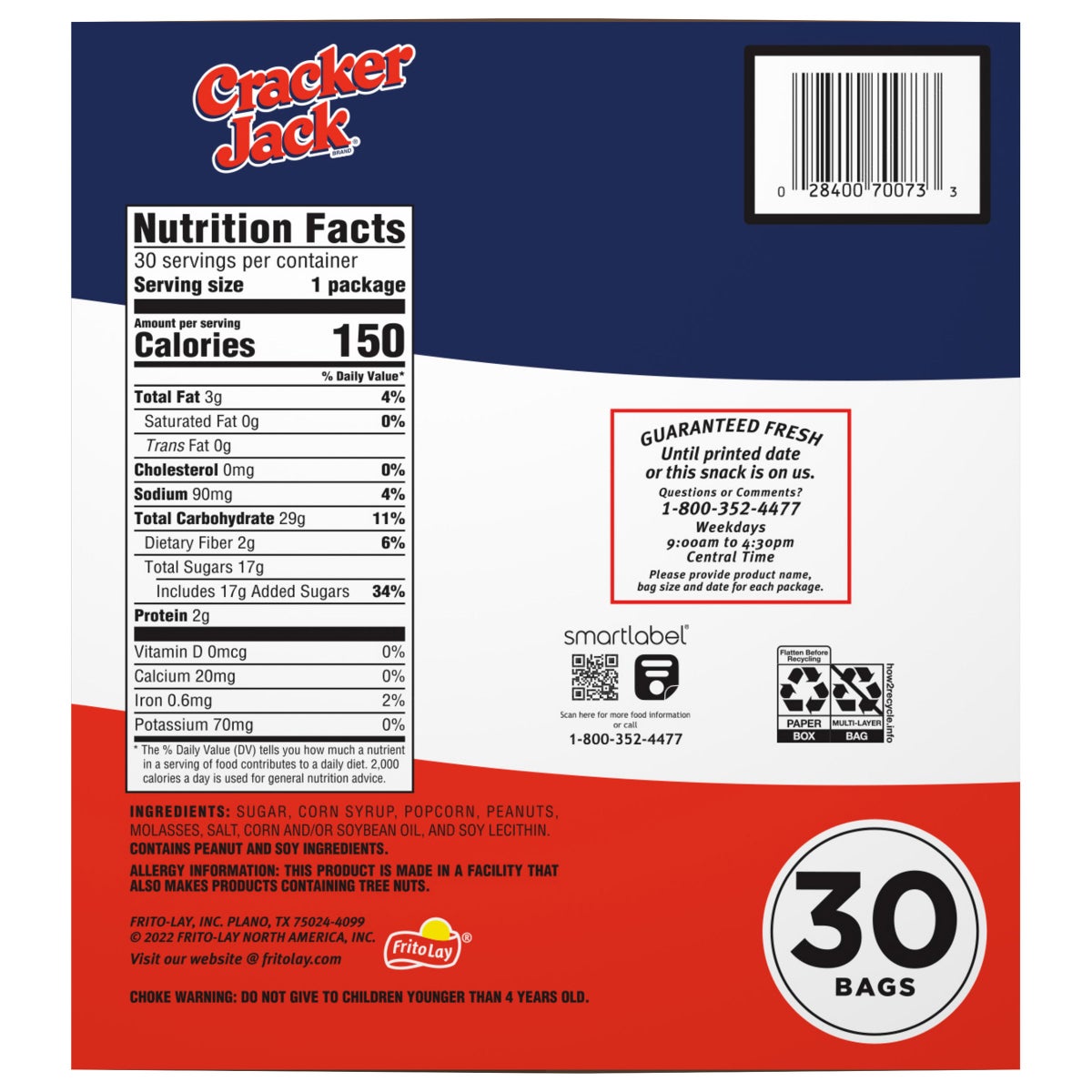 Cracker Jack 1.25 oz snack bags with prize inside