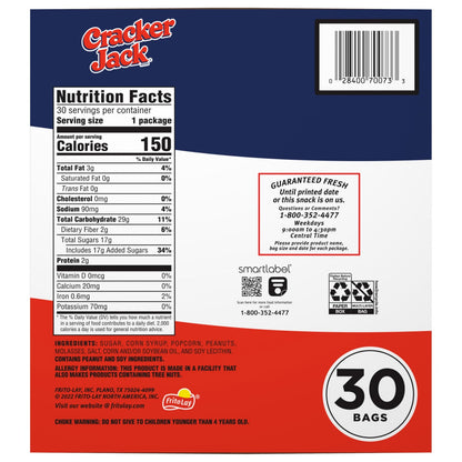 Cracker Jack 1.25 oz snack bags with prize inside