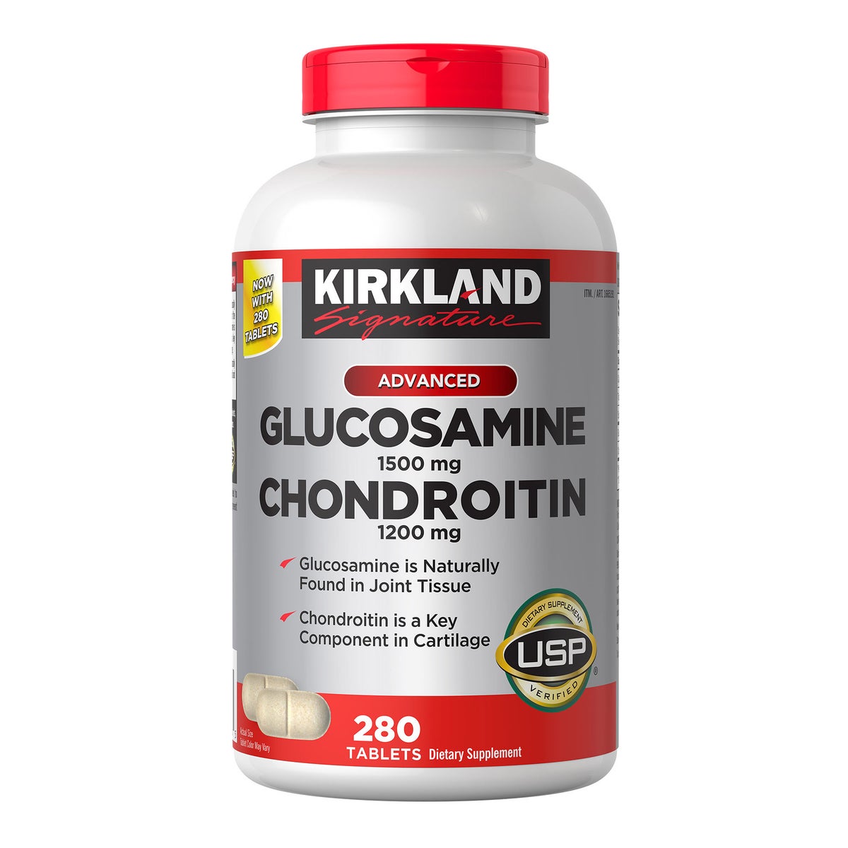 Kirkland Signature Glucosamine & Chondroitin 280 tablets bottle