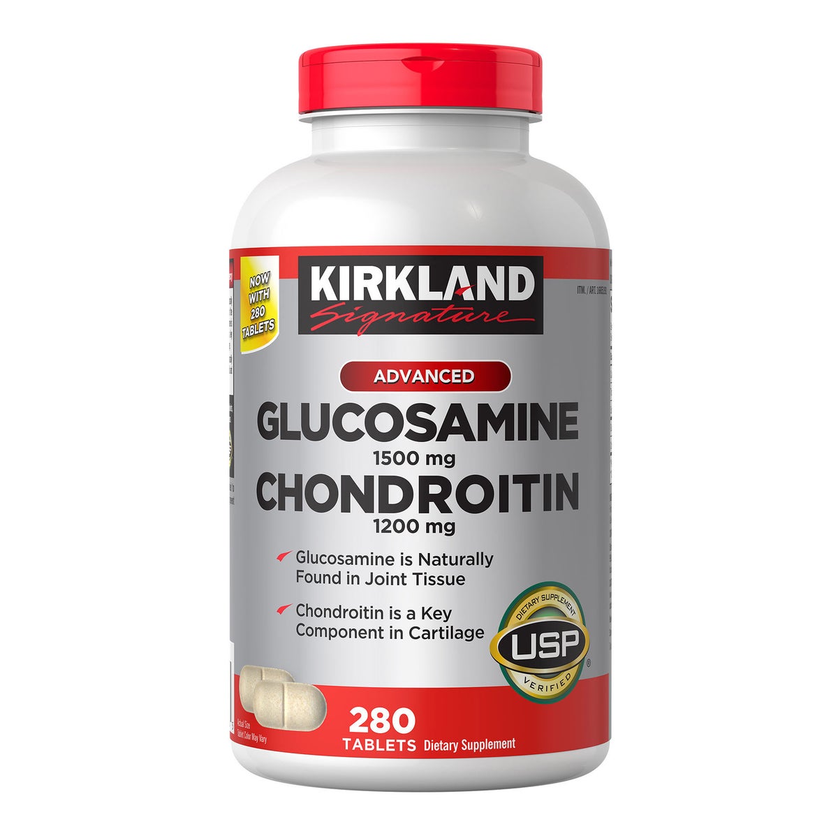 Kirkland Signature Glucosamine & Chondroitin 280 tablets bottle
