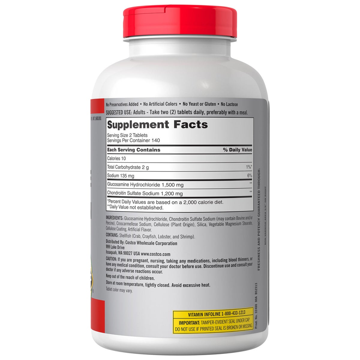 Kirkland Signature 280 tablet dietary supplement bottle