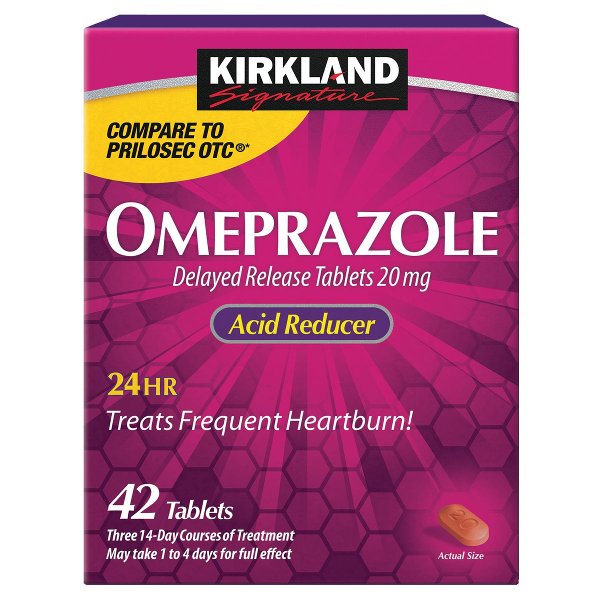 Kirkland Signature Omeprazole 20 mg 42 tablets box